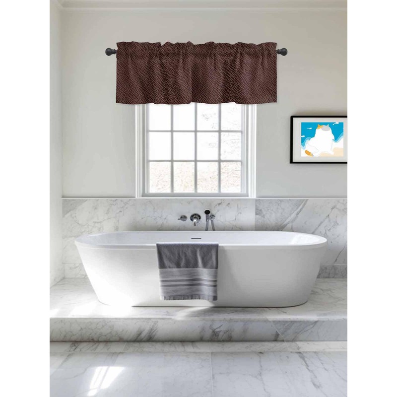 Hokiten Brown Leather Texture Window Valance Curtains, Window Treatment for