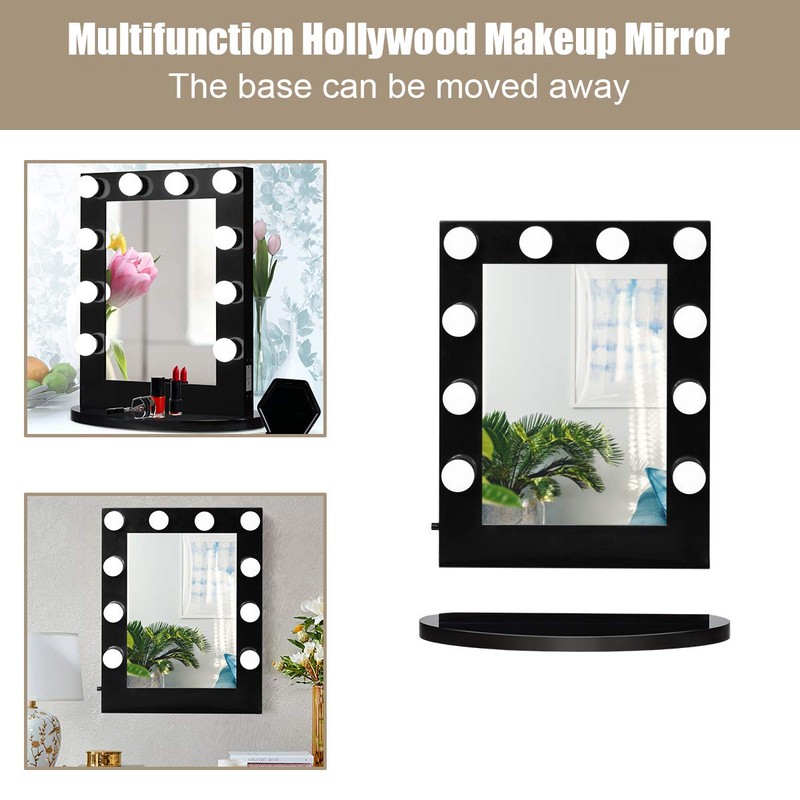 GLACER Hollywood Vanity Mirror with Lights, LED Illuminated Cosmetic Mirror