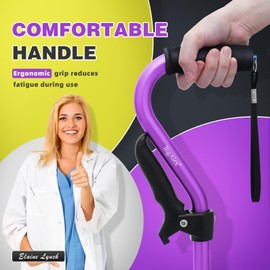 BigAlex Walking Cane, Adjustable Quad Cane with 4-Pronged Base for Elderly, Collapsible Walking Stick with Lift Handle, Canes with Foam Padding Grip for Men Women and Seniors