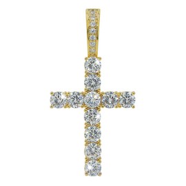 JINAO Gold Cross Necklace Iced Out Cubic Zirconia Round Cut Cross Pendant Necklace 18K Gold Plated Diamond Jewelry for Men Women with Stainless Rope Chain
