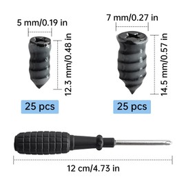 ZQLR-Y 50Pcs Tyre Repair Kit Rubber Nails & Screwdriver, Car Tyre Puncture Repair Kit, Motorbike Puncture Repair Kit for Bike, Motorbike, Bicycle, Flat Tire Plug, Universal