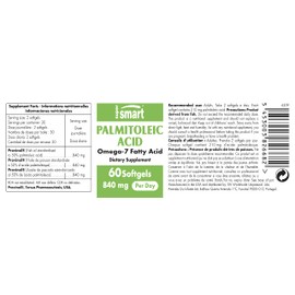 Täglich 840 mg Palmitoleinsäure - Patentiertes Omega 7 (Provinal®) - Aus Fischöl - Hautpflege - Unterstützt den Cholesterinspiegel und schützt das Herz - Glutenfrei - Von Supersmart