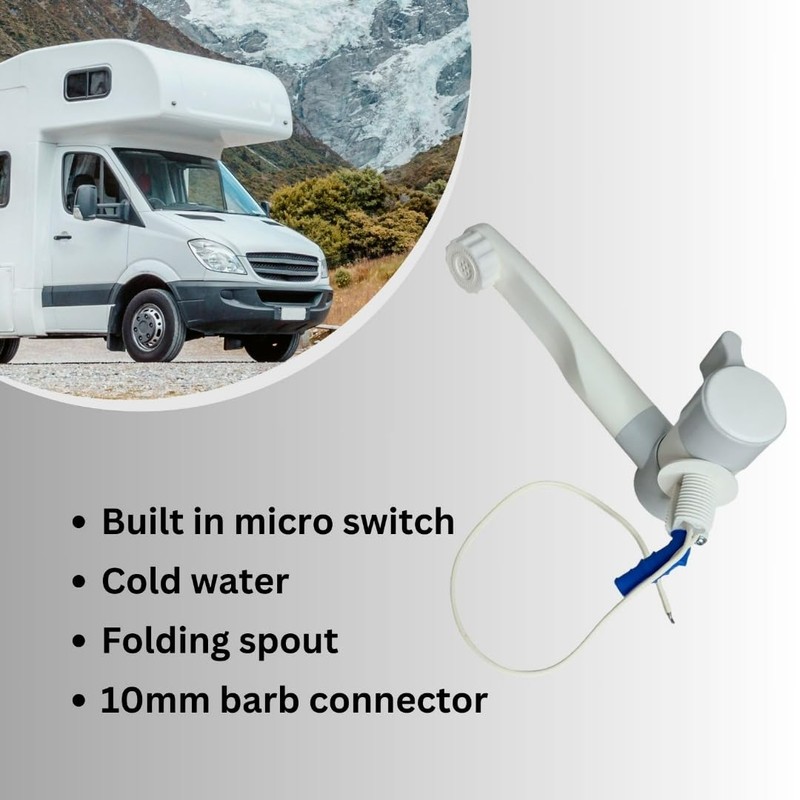 Cold Water Tap White Single Lever 12V Microswitch Caravan Motorhome