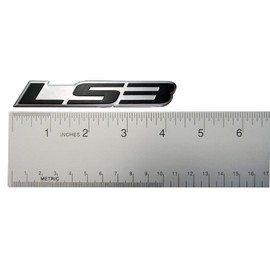 ERPART LS3 Embossed Black on Highly Polished Silver Real Aluminum Auto Emblem Badge Nameplate Compatible with GM General Motors Performance Chevy Corvette Camaro SS Pontiac G8 GXP Holden