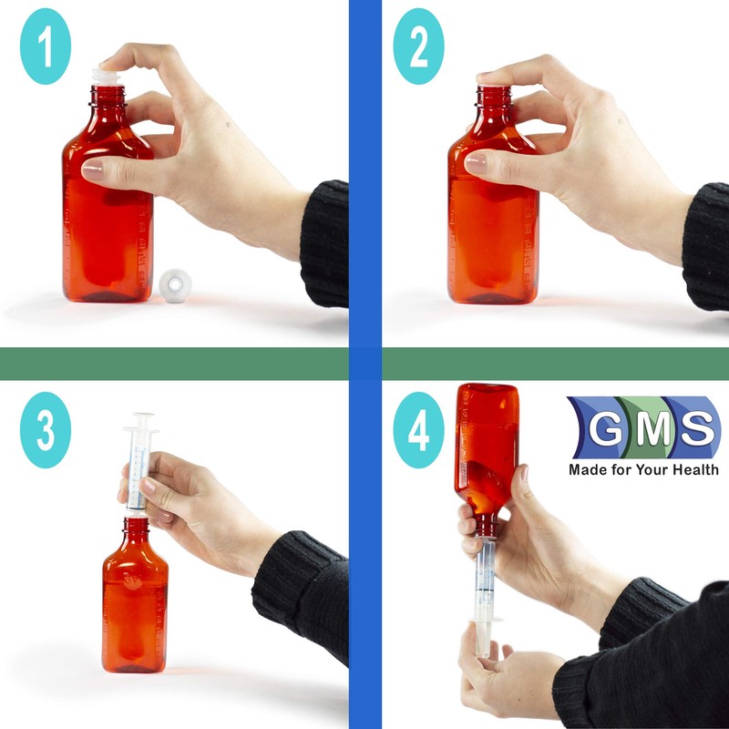 GMS Press in Bottle Adapter Plug for Oral Medication Syringes
