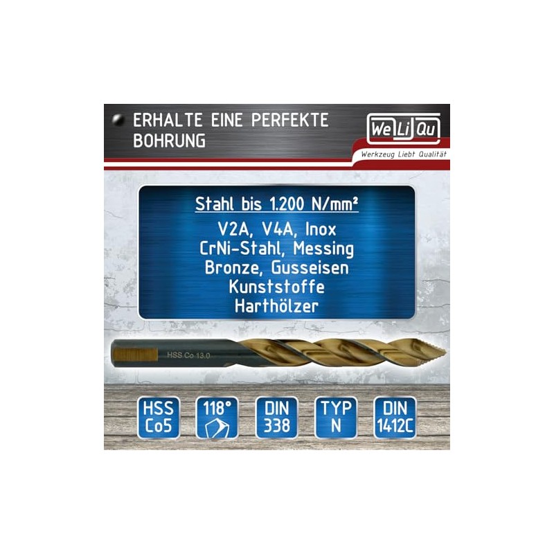 WELIQU HSS-E Cobalt Step Point Twist Drill Bit Diameter 4.2