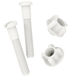 RAVINE Toilet Seat Hinge Replacement Bolts - White Plastic Toilet Seat Screws with Nuts for Top Mount Toilet Seat Hinges - 3/8" x 2-1/2" Universal Toilet Seat Bolts for Most Toilets - 2 Pack