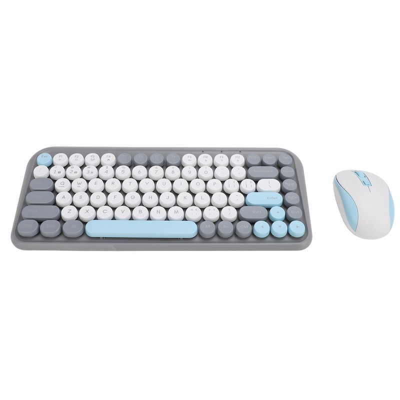 Wireless Keyboard and Mouse Combo 2.4G and Bluetooth Quiet Round