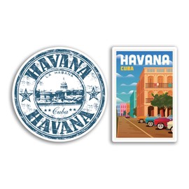 2 x 10cm Tall Havana Vinyl Stickers - Cuba Cuban Holiday Capital City Travel Gift #78550