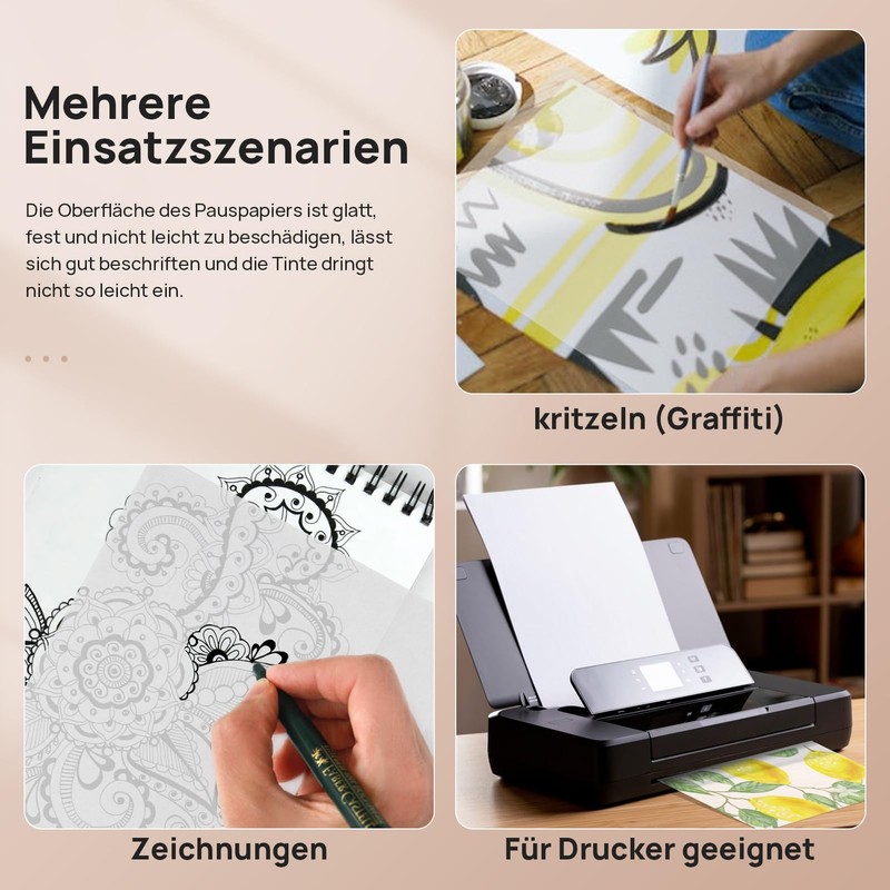 Pack of 100 Tracing Paper 50 g/m², Suofuolef A4 210