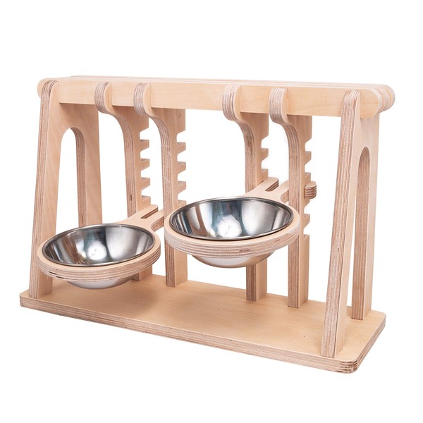 HealthyandBetter Life Pet Dog & Cat Bowls Stand, Adjustable Height Feeding Station with Stainless Steel Bowls