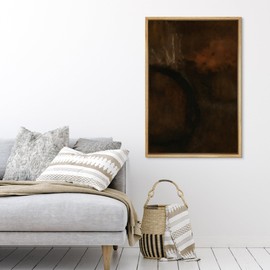 SIGNFORD Framed Canvas Print Wall Art Warm Ember Abstract Deep Charcoal and Burnt Orange Artistic Illustrations Modern Art Decorative Relax/Zen for Living Room, Bedroom, Office - 24"x36" NATURAL