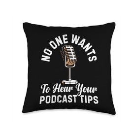 Podcast Microphone Headphones Podcaster Podcasting Throw Pillow