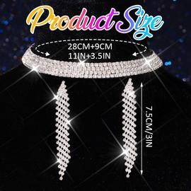Zoestar Bridal Wedding Jewelry Set Rhinestone Necklace Earrings Sets Sparkly Crystal Prom Costume Jewelry Set for Women (Silver)