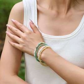 Citrine - Amplifies - Crystal Bracelet for Women 4mm Beaded Semi Precious Natural Stone Stretch Elastic Jewelry Yoga Gifts