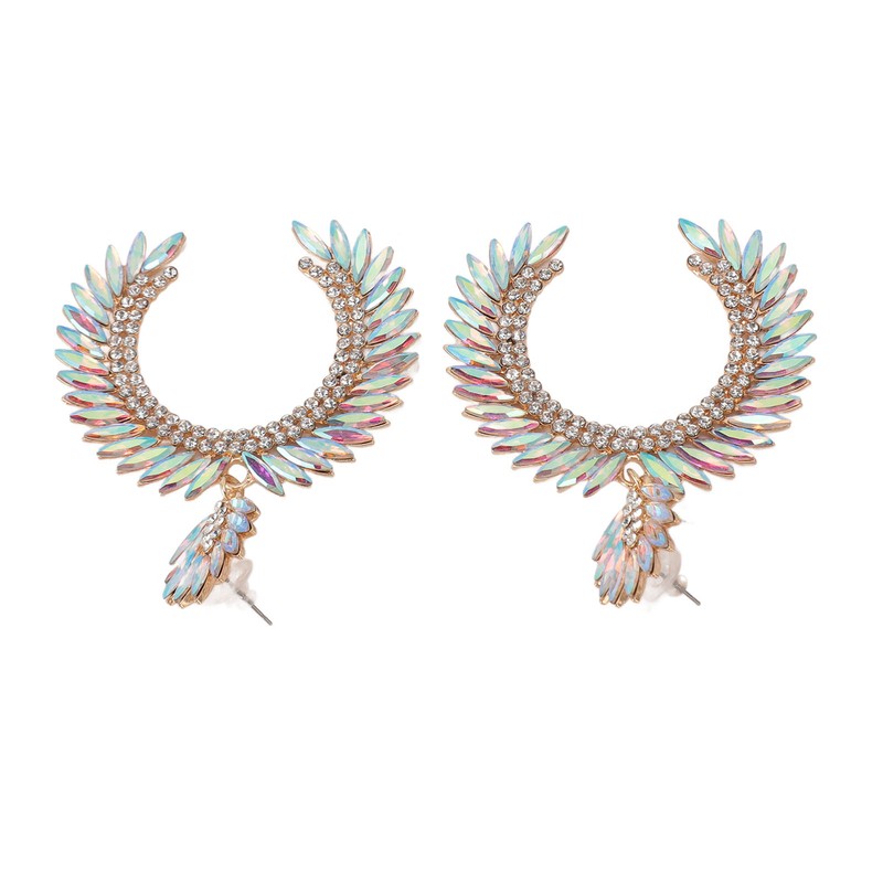 Marquise Flower Teardrop Earrings KC Gold Glittering Semicircle Teardrop Dangle