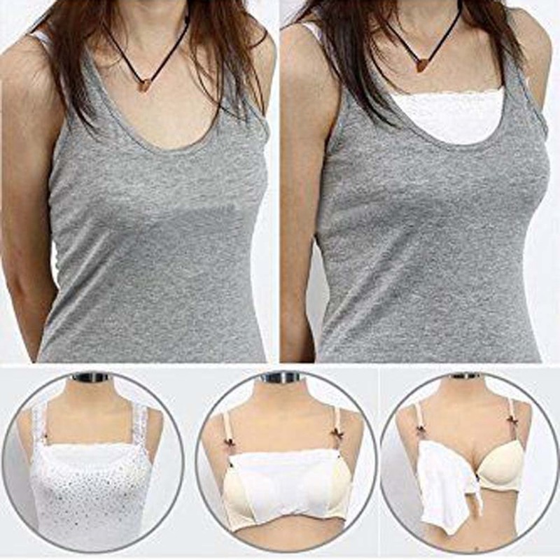 Metyou 8pcs Lady Lace Clip-on Mock Camisole Bra Insert Overlay