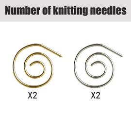 ZORRA 4PCS Knitting Needles Set, Handmade Crochet Spiral Cable Needle, Stainless Crochet Hook Yarn for Crochet Beginners Sewing Knitting (Gold, Silver)