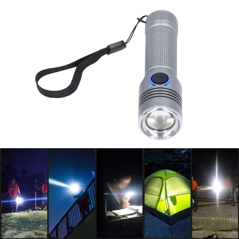 LED Flashlight Telescopic Zoom Protective Function Aluminum Alloy Barrel 2000LM