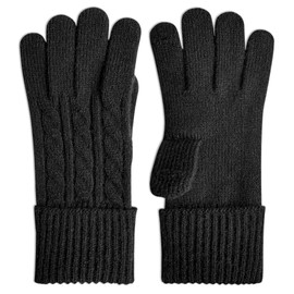 Gloves for Women Driving Black Touch Screen Gloves Women for Cold Weather Warm, Long Black Fancy, Designed With Thumb and Index Finger Openings for Seamless Touchscreen Use, Sleek Style - 1 Pair