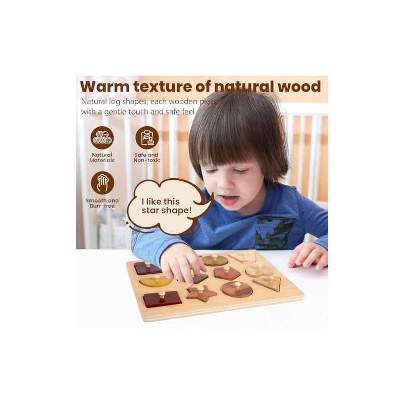 Adena Montessori Rompecabezas de madera para bebés de 12 a