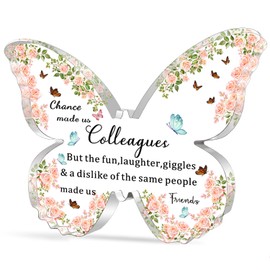 WTOPP Leaving Gifts For Colleagues Women Thank You Colleagues Gift Coworker Gift Butterfly-Shaped Acrylic Plaque For Colleagues Perfect For Work Bestie Friend Friendship Going Away Present For Women