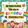 Decorably 64 Pcs Cutouts Rainbow Bulletin Board Decorations Set with