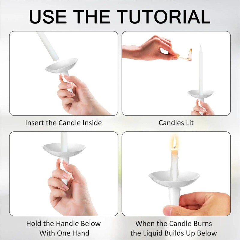 50pcs Reusable White Plastic Candle Holders Vigil Candles Drip Protector
