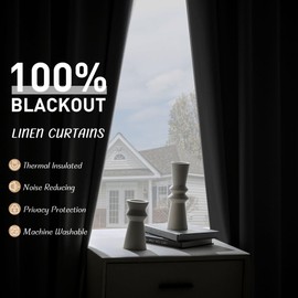 UHITECH Blackout Curtains for Bedroom 2 Panels Set Linen Curtain 100 Inches Long for Living Room Windows Modern Farmhouse Thermal Insulated Natural Beige Black Out Drapes