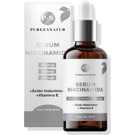 PUREZANATUR Suero Facial con Niacinamida B3, Ácido Hialurónico y Vitamina E | Hidratante Antiarrugas, Antioxidante y Reductor de Ojeras | 50ml para Todo Tipo de Piel