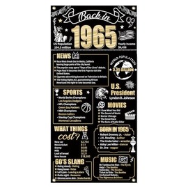 Large Black Gold 60th Birthday Party Decorations Back in 1965 Door Banner for Men Women Happy 60 Birthday Door Banner Party Supplies Sixty Year Old Bday Background Poster Sign Decor