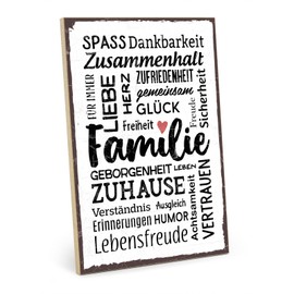 TypeStoff Wooden Sign with Saying - Family - Vintage Look with Quote as Gift and Decoration on Joy, Safety and Mindfulness - HS-00418