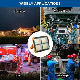 Solar Portable Rechargeable Work Light,16500mAh 120W Magnetic Flood Battery Work Light 10000LM Outedoor LED Camping Lights IP66 Waterproof for Job Site Repair,Camping, Hiking, Emergency