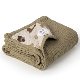 lulumoon Baby Blanket for Newborns: Muslin Swaddle for Receiving Neutral - Cotton Crib Quilt for Travel Boy & Girls 30"x40"(Dinosaur)