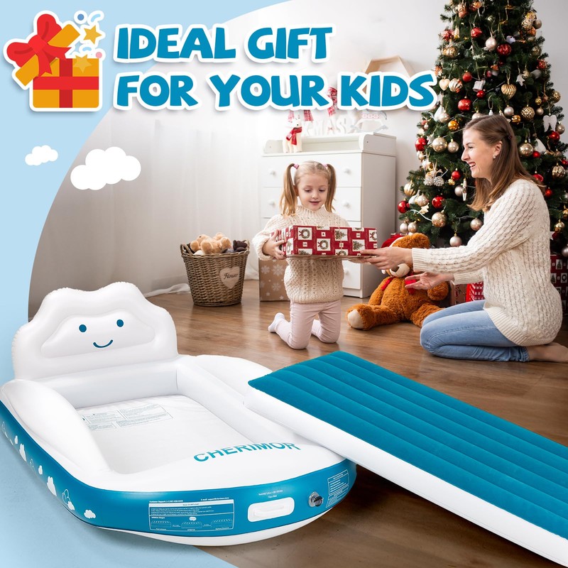 CHERIMOR Inflatable Toddler Travel Bed with Safety Bumpers & Electric