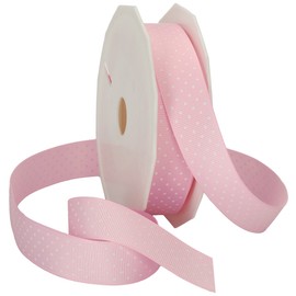 Morex Swiss Dot Polyester Grosgrain Ribbon, 7/8-Inch by 20-Yard Spool, Light Pink