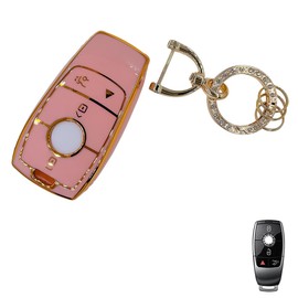 OVIOBOER Pink Soft TPU Key Fob Cover Case Protector for Benz, Keychain, Accessories for 2017-2021 E-Class 2018-2021 S-Class 2019-2021 A-Class C-Class G-Class Smart Remote Key (For Benz B)