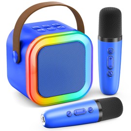 Peski Easter Gifts for Kids, Karaoke Machine for Kids Adults, Portable Bluetooth Mini Karaoke Microphone Singing Speaker with 2 Wireless Mic, Toys for Girls,Birthday, Family,Home Party (Deep Blue)