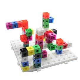 a2bsales 100 x 2cm Snap Cubes & Baseboard - Counting Linking Building Maths Home Early Learning