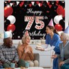 JOYKY Happy 75th Birthday Banner, Red Black Happy 75th Birthday