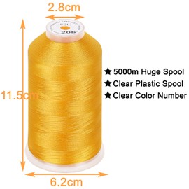 New brothread Set of 2 Polyester Machine Embroidery Thread Huge Spool 5000 m for All Embroidery Machines - Harvest Gold