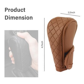 Leather Gear Shift Cover Diamond Embroidery Design,Durable Shift Knob Cover for Shift Lever Protection,Universal Car Gear Shift Cover Car Decorative Accessory Suitable for Cars,Trucks,SUVs (Brown)