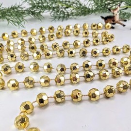 EliteKoopers 5MM Gold Sparkling Faceted Bead Disco Chain Garland for Tree, Stairs, Wedding Decor Art and Craft, Gift Wrap