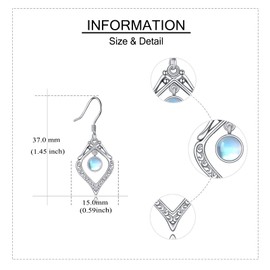 VENACOLY Moonstone Dangle Earrings for Women 925 Sterling Silver Knot Drop Earrings Anniversary Birthday Jewelry Gift for Girls Daughter Wife