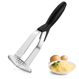 Fousenuk Stainless Steel Potato Masher, Potato Masher with Rubber Handle, Kitchen Masher, Vegetable Masher, Potato Press, Dishwasher Safe, Mashed Potatoes, Vegetables, Fruits