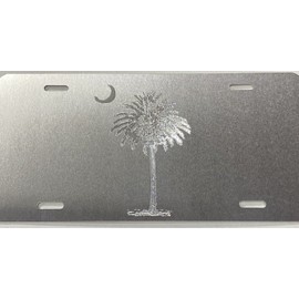 Engraved SC Palmetto Palm Tree Diamond Etched Vanity License Plate Car Tag Gift