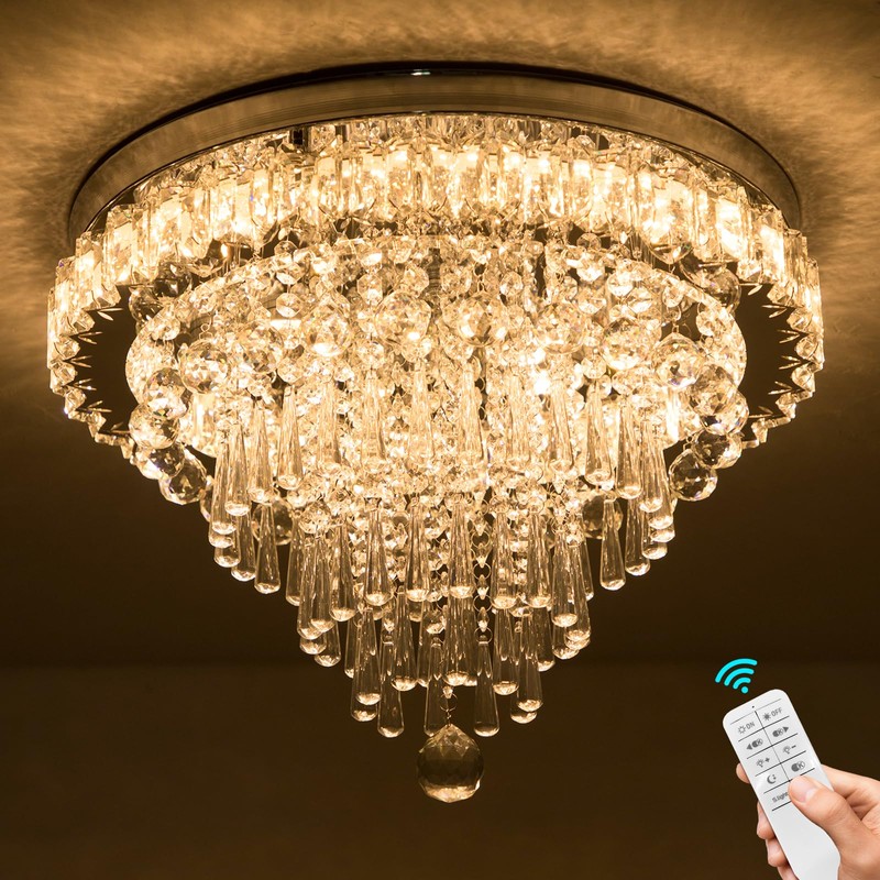 CLAIRDAI Dimmable Crystal Chandeliers Modern Chandeliers LED Flush Mount Crystal