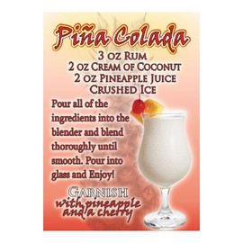 Signs 4 Fun Magnet – Pina Colada Recipe Funny Magnet - 3.5” x 2.5” Easy Remove Fridge Locker Magnet - Magnet for Gifts Decor - Made in USA