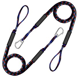 NIUTRIP Bungee Cord Dock Line with Stainless Steel Clip Safe Boat Rope Mooring String with Foam Float for Pontoon, Canoe SeaDoo 4-5.5ft, 2 Pack (Red&Black&Blue)