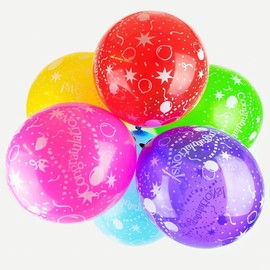 Happium 12" Congratulations, farblich sortiert, 10er-Pack, Latexballons in verschiedenen Farben, Congratulations-Partydekoration